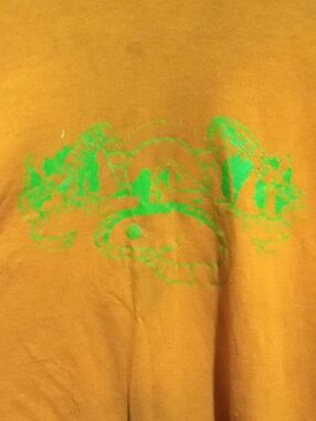 Men's Short Sleeve Graphic Tee - Mustard with Neon Green Print